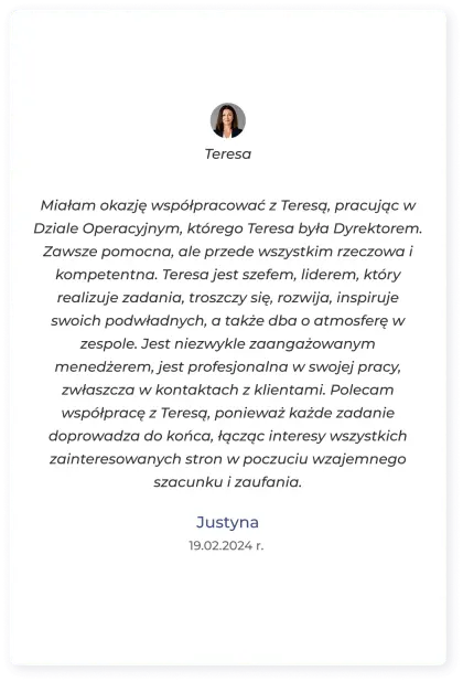 Opinia dla Teresy